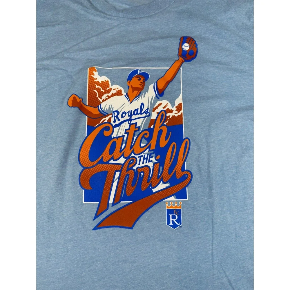 Kansas City Royals Charlie Hustle Catch The Thrill Baseball Graphic T Shirt‎ M